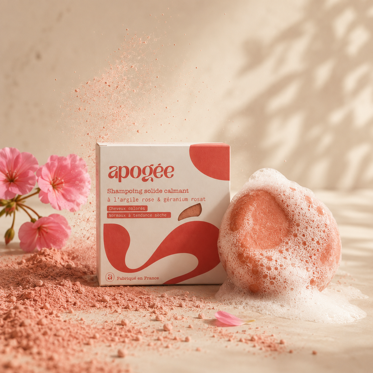 Shampoing solide à l'argile rose & géranium