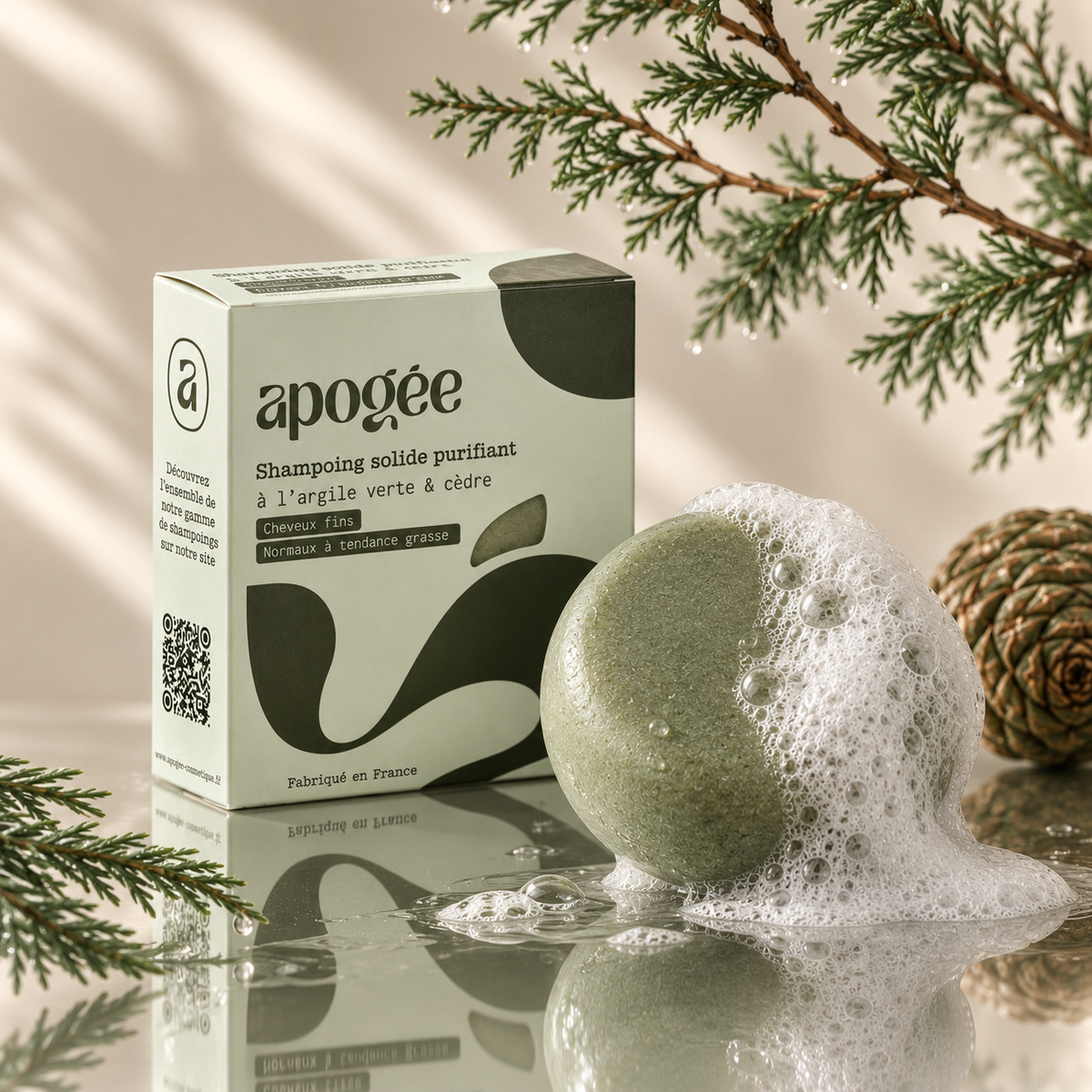 Shampoing solide à l'argile verte & au cèdre